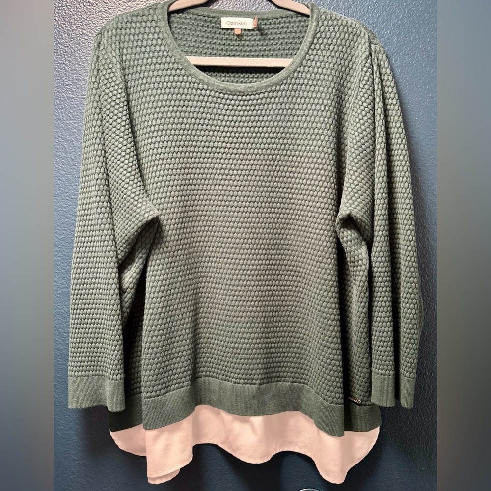 Calvin Klein Layered-Look Waffle-Knit Blouse